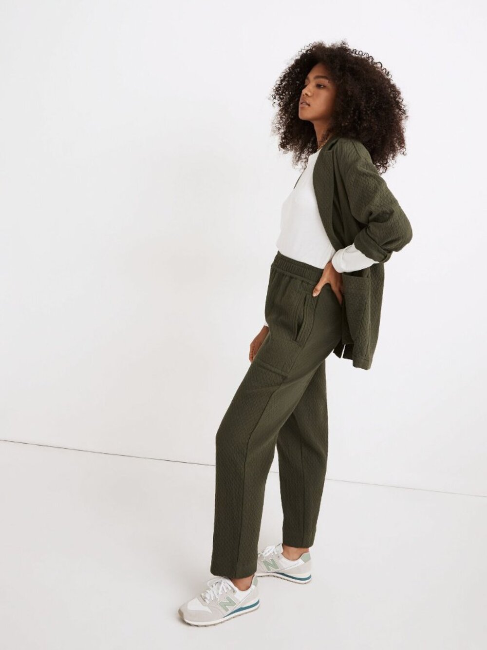Madewell Olive Green Quilted Straight Leg Ankle Pants Size XXS Runs Large